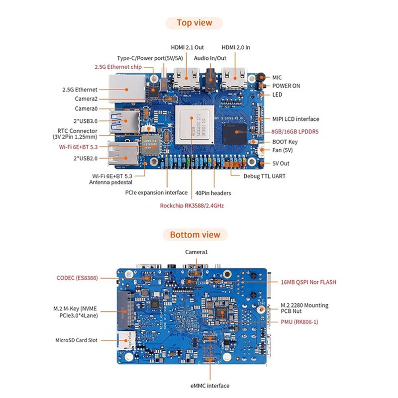 ABRI-Per Orange Pi 5 Ultra RK3 - Rk3588 Mini Pc Board recensione e prezzo